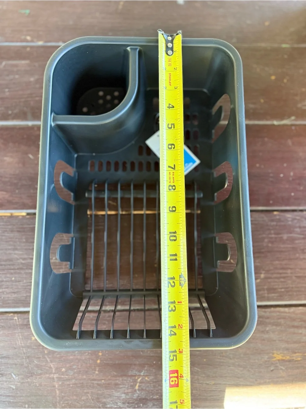 Room Essentials Black Plastic Dish Drying Rack w/ Utensil Holder, 12 Dish, 15x10